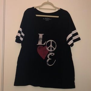 Torrid V Neck Graphic T shirt. Football style.